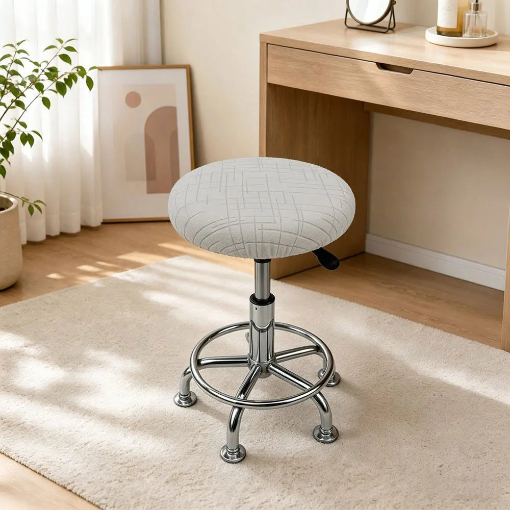 housse tabouret tissu carreaux gris moderne polyester amovible lavable adhésif protection durable cuisine salle