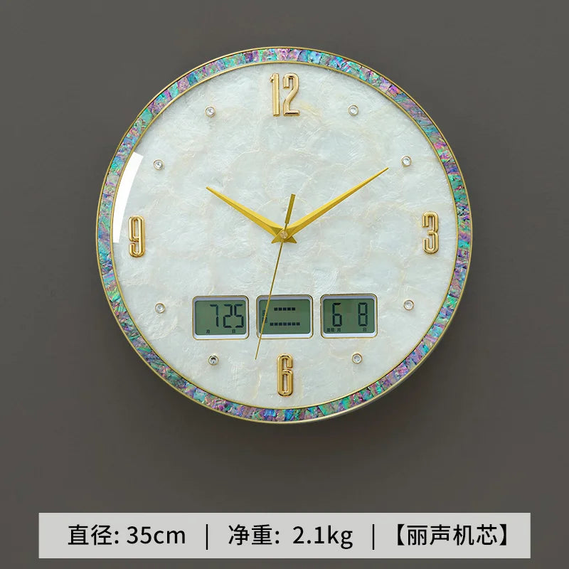 horloge murale moderne simple décoration intérieure visage unique opale naturelle fixation blanc marbré