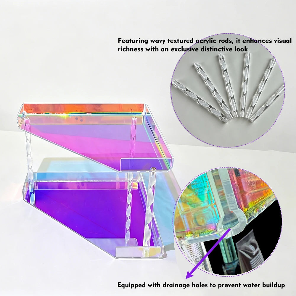 support objets transparent moderne niveaux adhésif salle bain rangement cosmétiques parfum serviettes boîte dorée