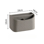 boîte rangement rotative cuir tressé marron gris moderne cosmétiques lunettes écouteurs pochette brosse maquillage