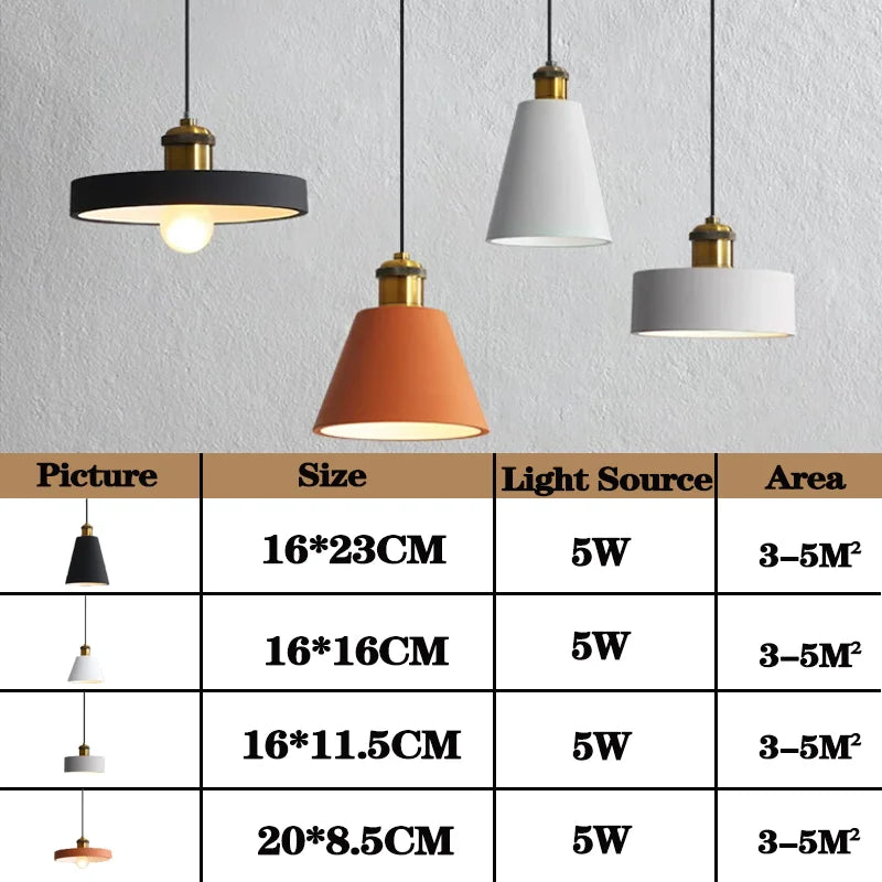 lampe suspendue moderne conique mat noir blanc orange salon chambre étude