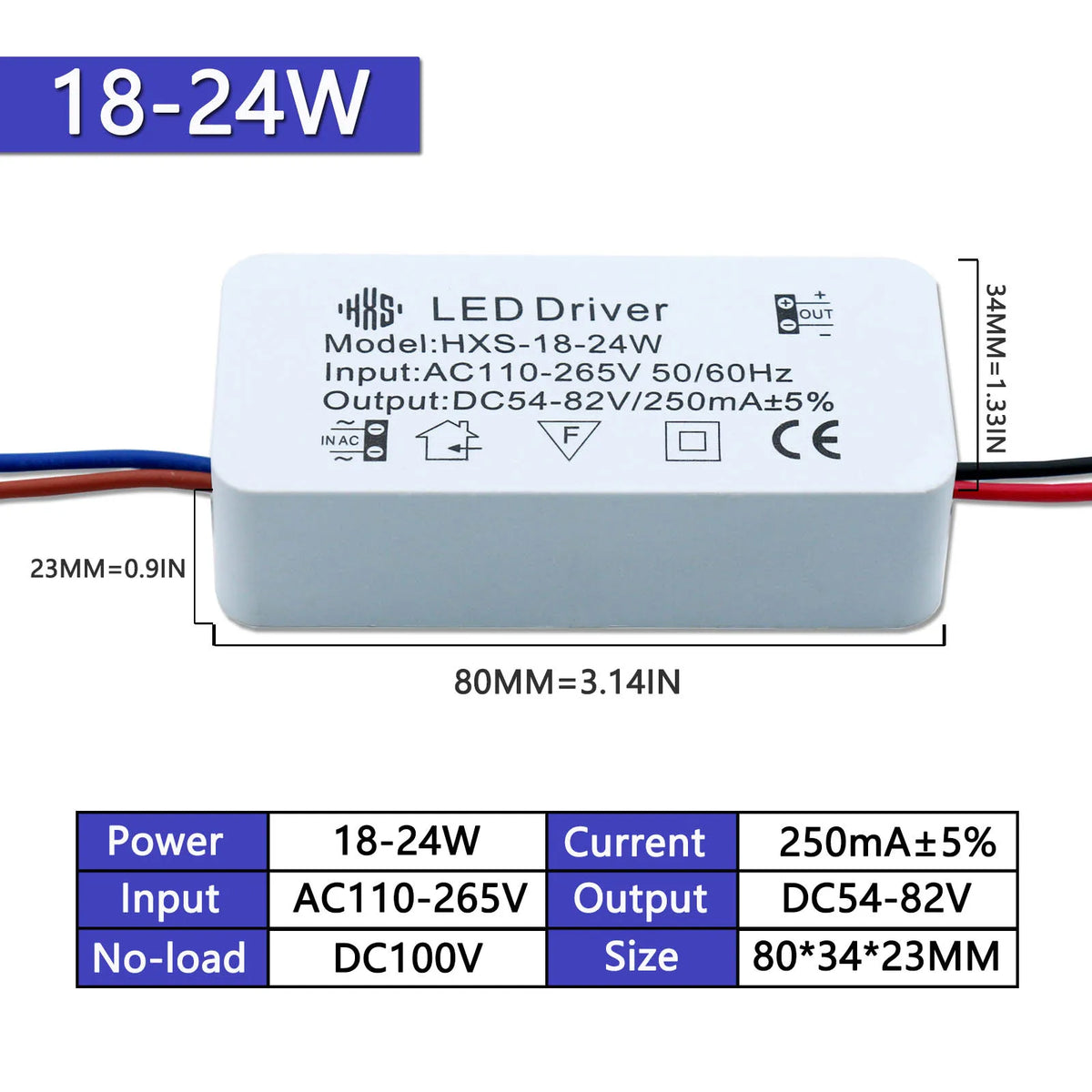 driver led blanc 110v 265v 3w 24w constant voltage isolation non included