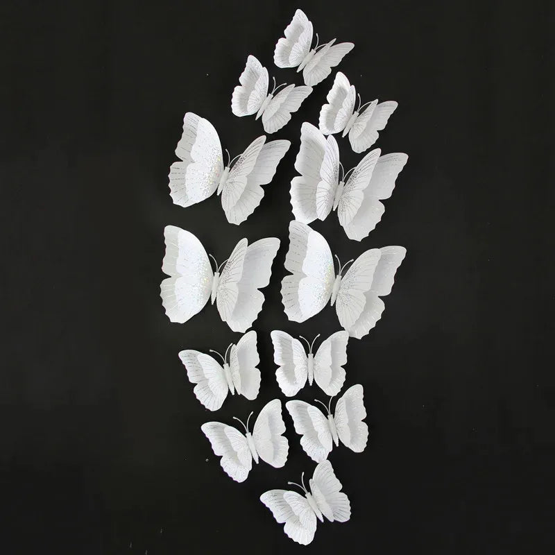 décoration murale papillon blanc transparent adhésif moderne chambre mariage 12 pièces