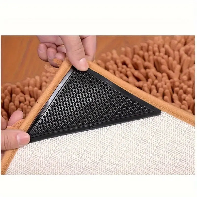 tapis antidérapants adhésifs réutilisables lavables moderne beige noir 4pcs texture antidérapante PVC