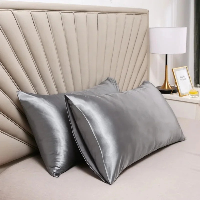 taie d'oreiller soie satinée moderne housse coussin décorative chambre coucher