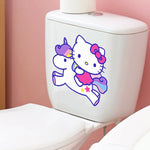 sticker mural hello kitty licorne arc ciel étoile dessin animé violet rose blanc bleu