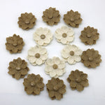 fleurs décoratives rustiques relief beige clair coton polyester artisanal opacité 5cmx5cm