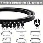 Rail rideau flexible noir moderne mur crochets rideaux semi transparents adaptable