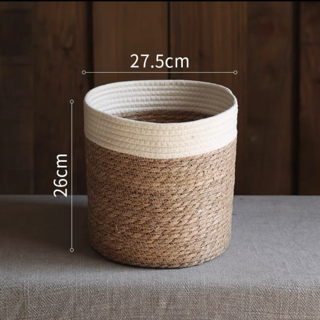 panier tressé fibre végétale réutilisable respectueux environnement pliable rangement vert beige rustic