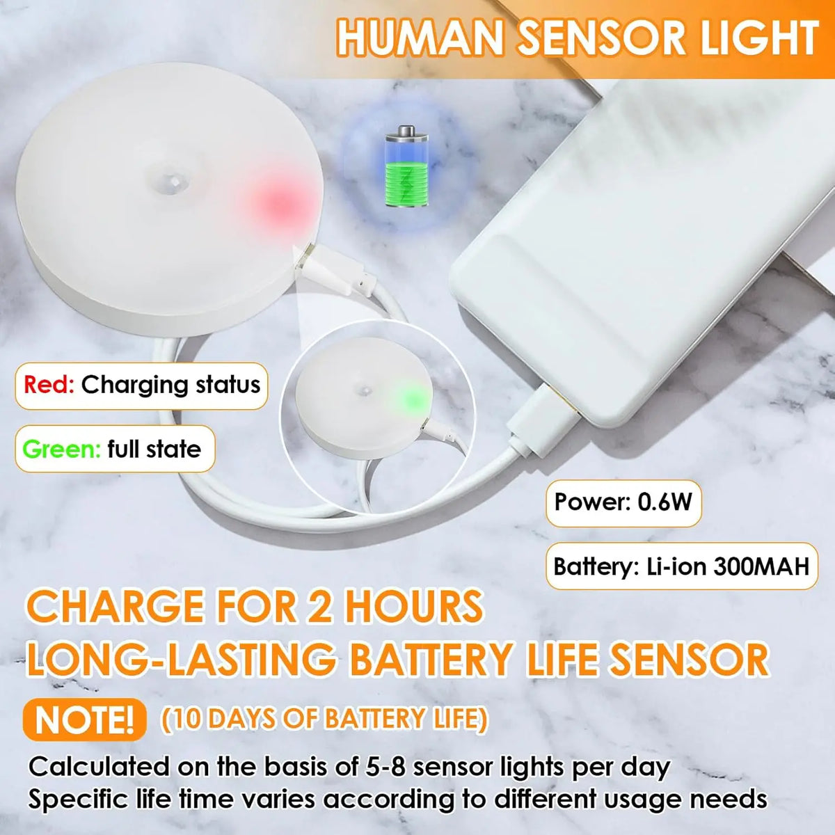 lampe led motion sensor rechargeable magnetique auto eteignante moderne blanc bedroom kitchen