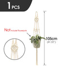 support plante suspendue macramé blanc fait main décoration jardin intérieur boho corde coton