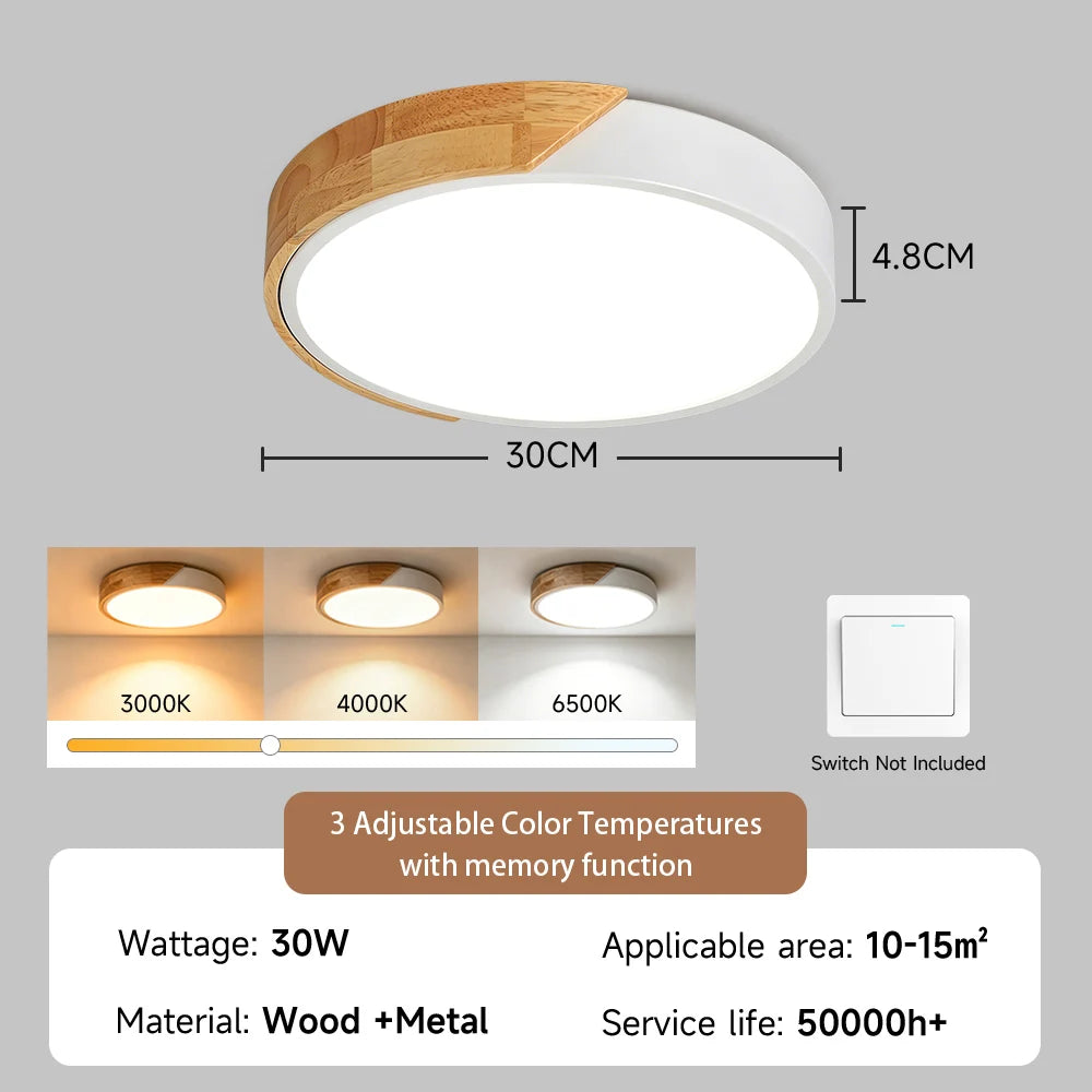 lampe led moderne minimaliste noir bois naturel éclairage intérieur salon chambre cuisine