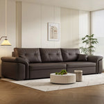 canapé moderne marron cuir lisse coussins forme minimaliste italien luxueux fixations