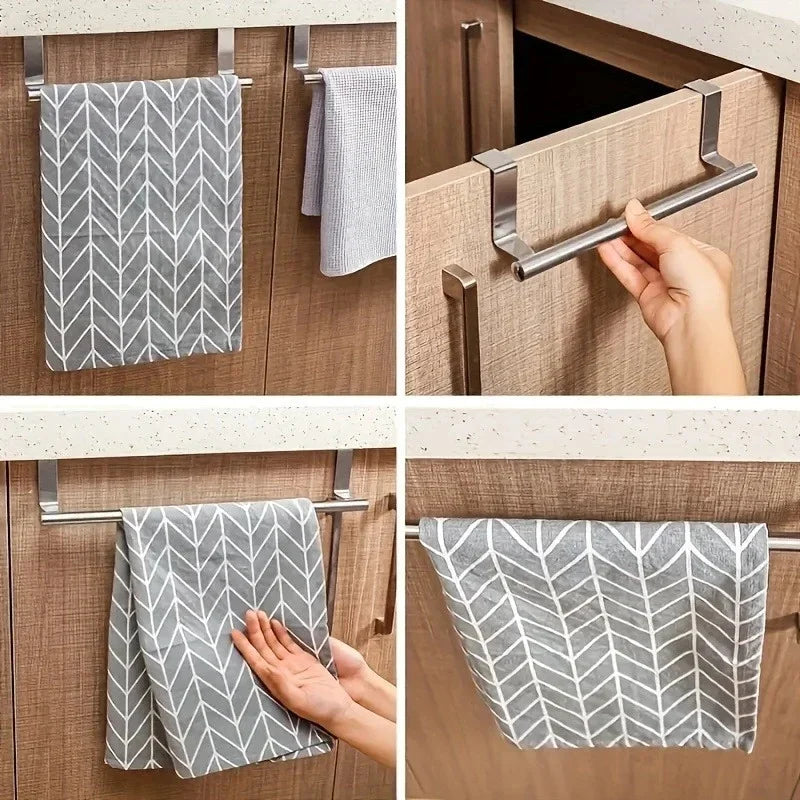porte serviettes mural adhésif acier inoxydable simple barre moderne argente chromé sans perçage
