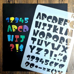 gabarits lettres gothiques adhésifs peinture murale stencil alphabet wall painting embossing opaque deco album