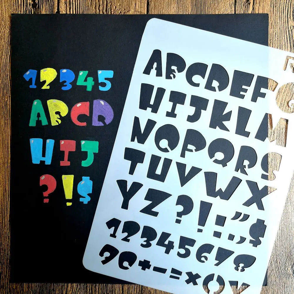 gabarits lettres gothiques adhésifs peinture murale stencil alphabet wall painting embossing opaque deco album