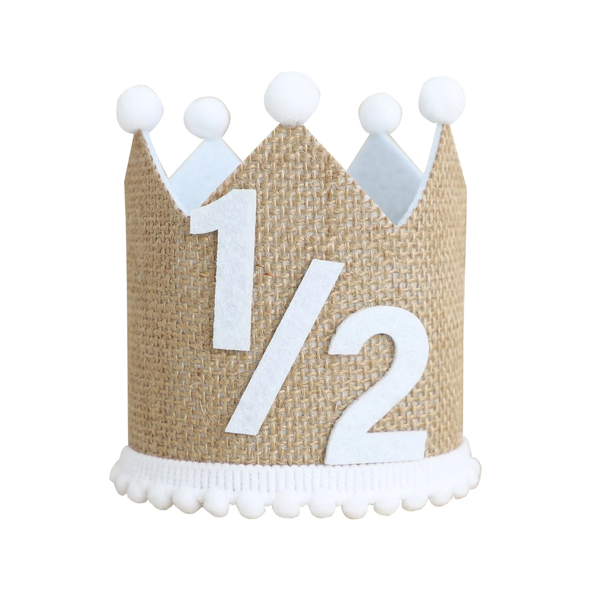 couronne décorative marron blanc bleu rose pompons chiffres anniversaire enfant photo rustic