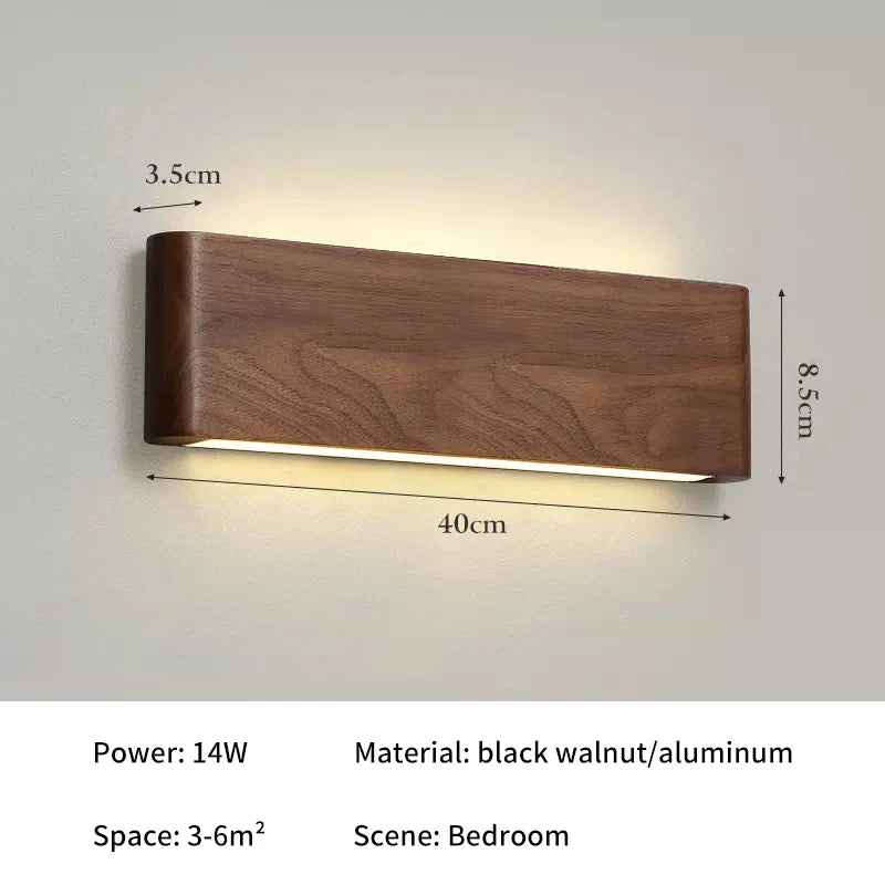 lampe murale moderne bois minimaliste marron foncé éclairage quotidien chambre salon entrée étude cuisine