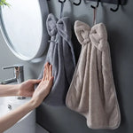 serviettes toilette velours doux nœud décoratif gris rose pâle blanc séchage rapide lavable machine