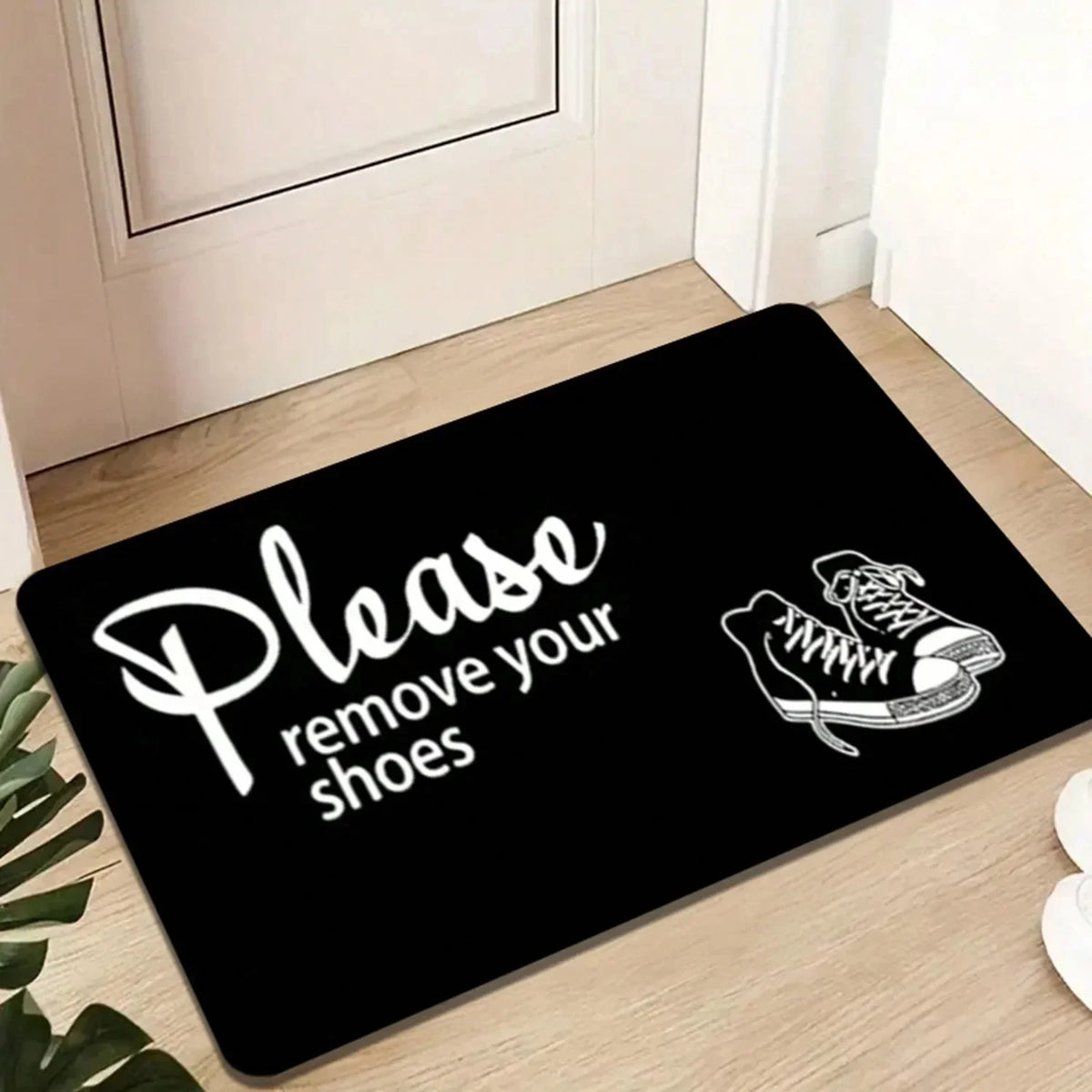 tapis d'entrée moderne noir blanc retirer chaussures antidérapant extérieur porte bain