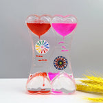 minuteur sablier liquide bicolore transparent motifs géométriques souriant deco moderne