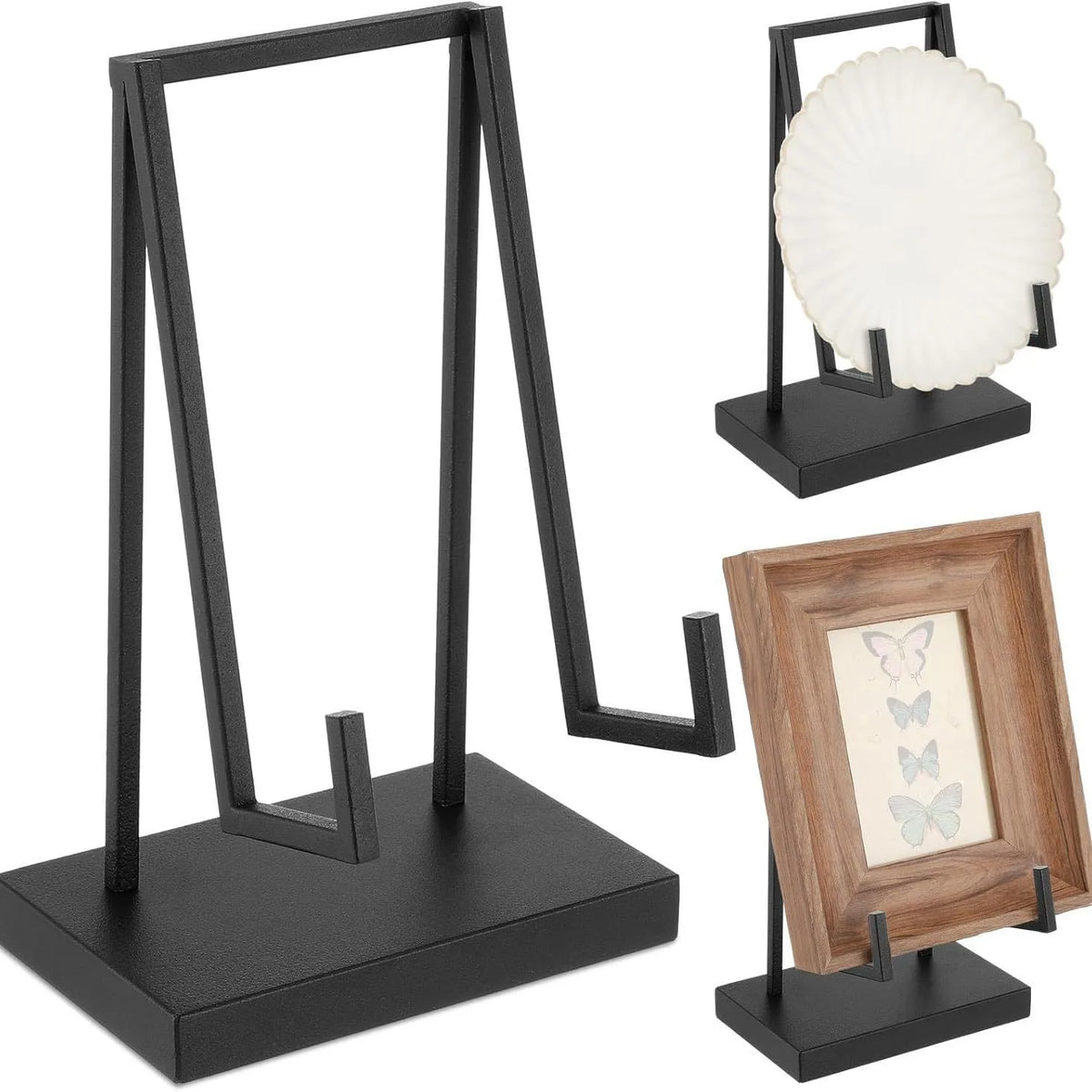 support métal noir modernes livres cadres photo assiettes bohèmes intérieur