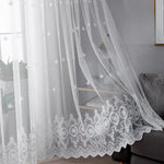 rideau brodé floral transparent classique blanc fenêtre 100cm large jusqu'à 2m haut