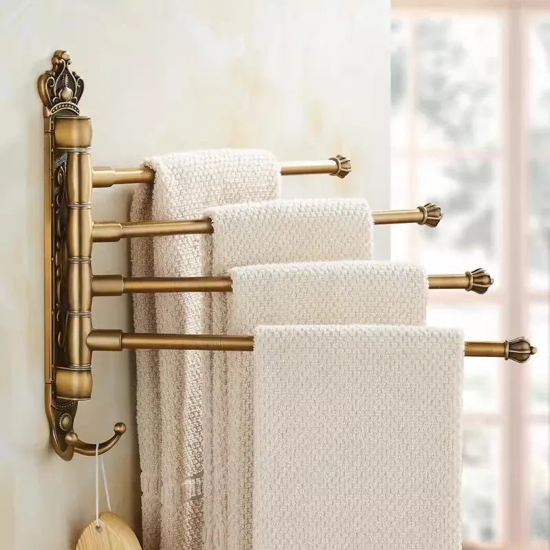 porte serviettes pivotant vintage blanc doré serviettes tissées fixation murale classique trois barres