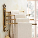 porte serviettes pivotant vintage blanc doré serviettes tissées fixation murale classique trois barres