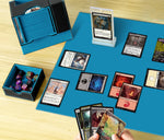 boîte rangement cartes jeu dés bleu noir simili cuir moderne pratique porte cartes