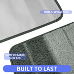 tapis bain ensemble deux pièces gris blanc noir rayé texture duveteuse moderne antidérapant respectueux