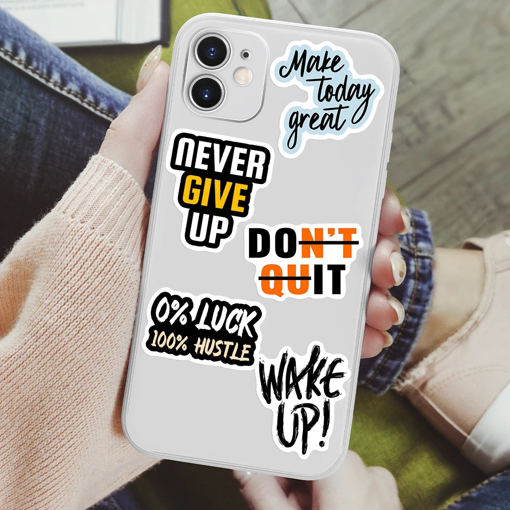 sticker autocollant texte motivant moderne multicolore étanche scrapbook journal portable téléphone bouteille vinyle pvc