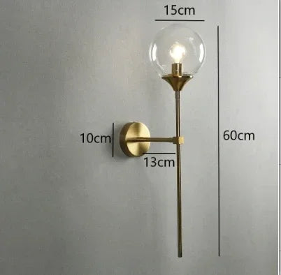 applique murale moderne sphère verre argentée dorée chambre salon