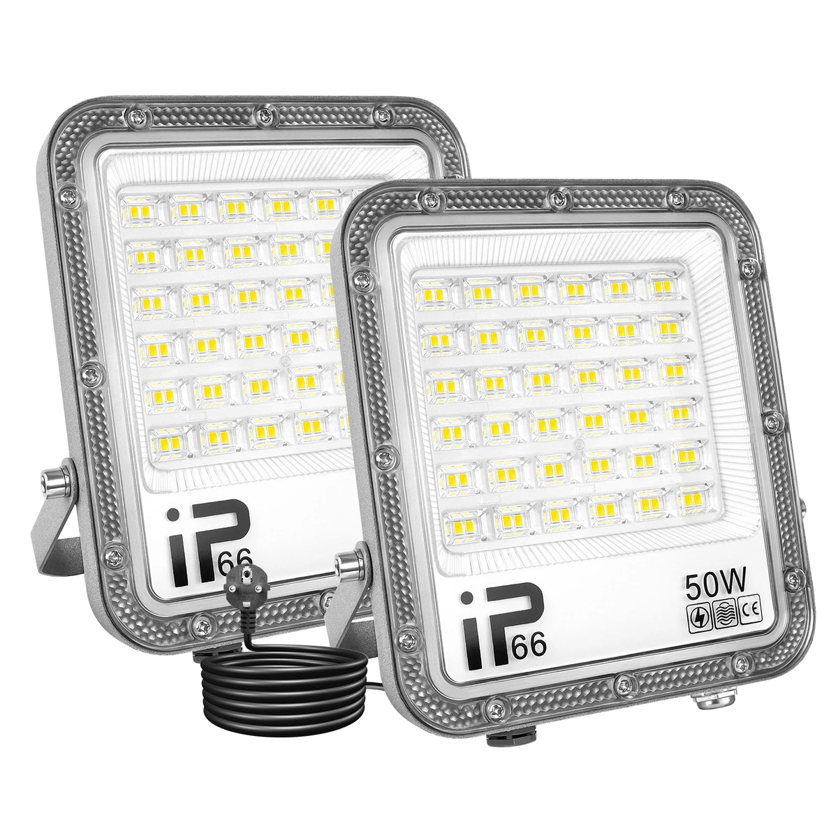 projecteur led moderne blanc ip66 230mm 275mm câble prise acextérieur