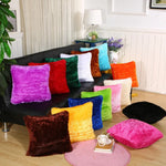 housse coussin peluche douce violet rouge vert blanc moderne décoration canapé maison salon