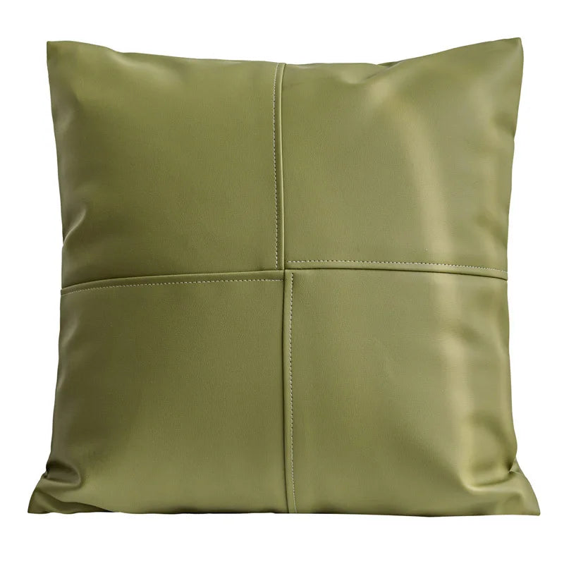 housse coussin vert olive motif géométrique contemporain polyester respectueux environnement coussin