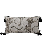 housse coussin rectangle chenille léopard brodé 30x60cm noir moderne décoration sofa lit bar