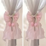accessoires rideaux decoration maison rose rouge blanc rubans texturés semi transparents