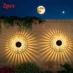 lampe solaire murale moderne ornements floraux adhésif noir doré extérieur décoration jardin patio