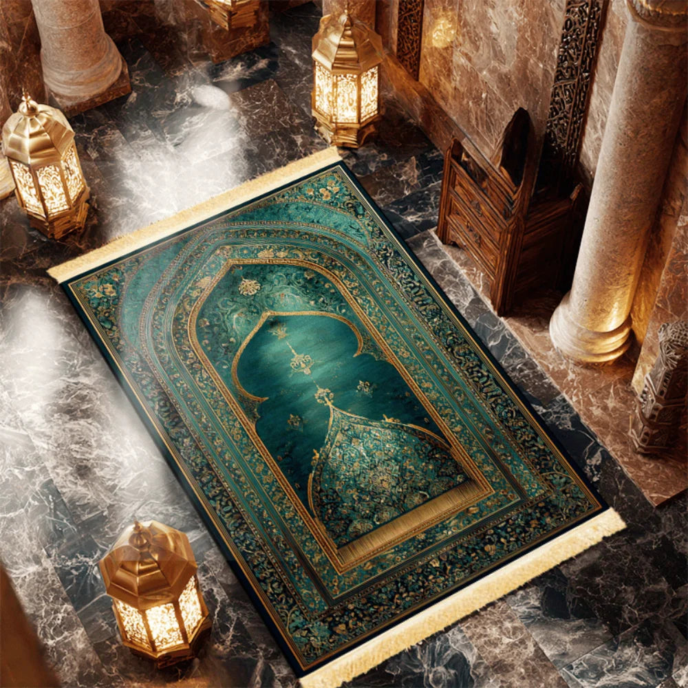 tapis prière islamique polyester antidérapant floral géométrique artisanal intérieur maison voyage camping