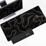 tapis souris moderne noir motif géométrique adhésif antidérapant caoutchouc large gaming