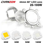 lentille led boîtier métallique 44mm 60deg angle faisceau 20w 30w 50w 100w