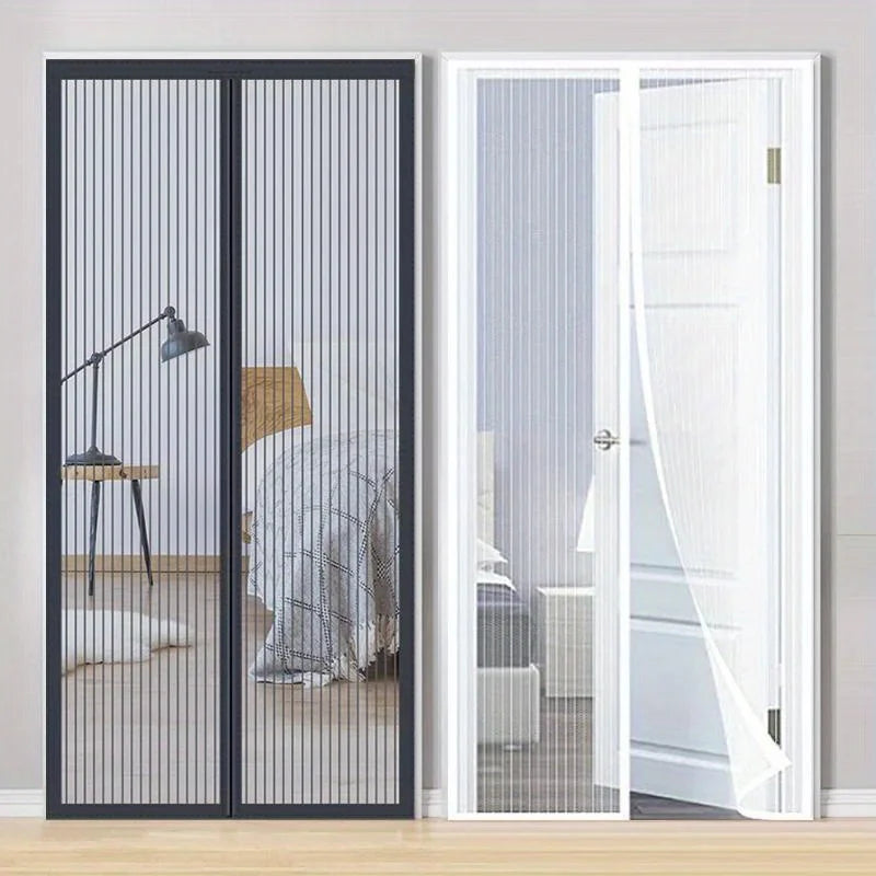 rideau moustiquaire magnétique porte maille fine noir moderne fácil