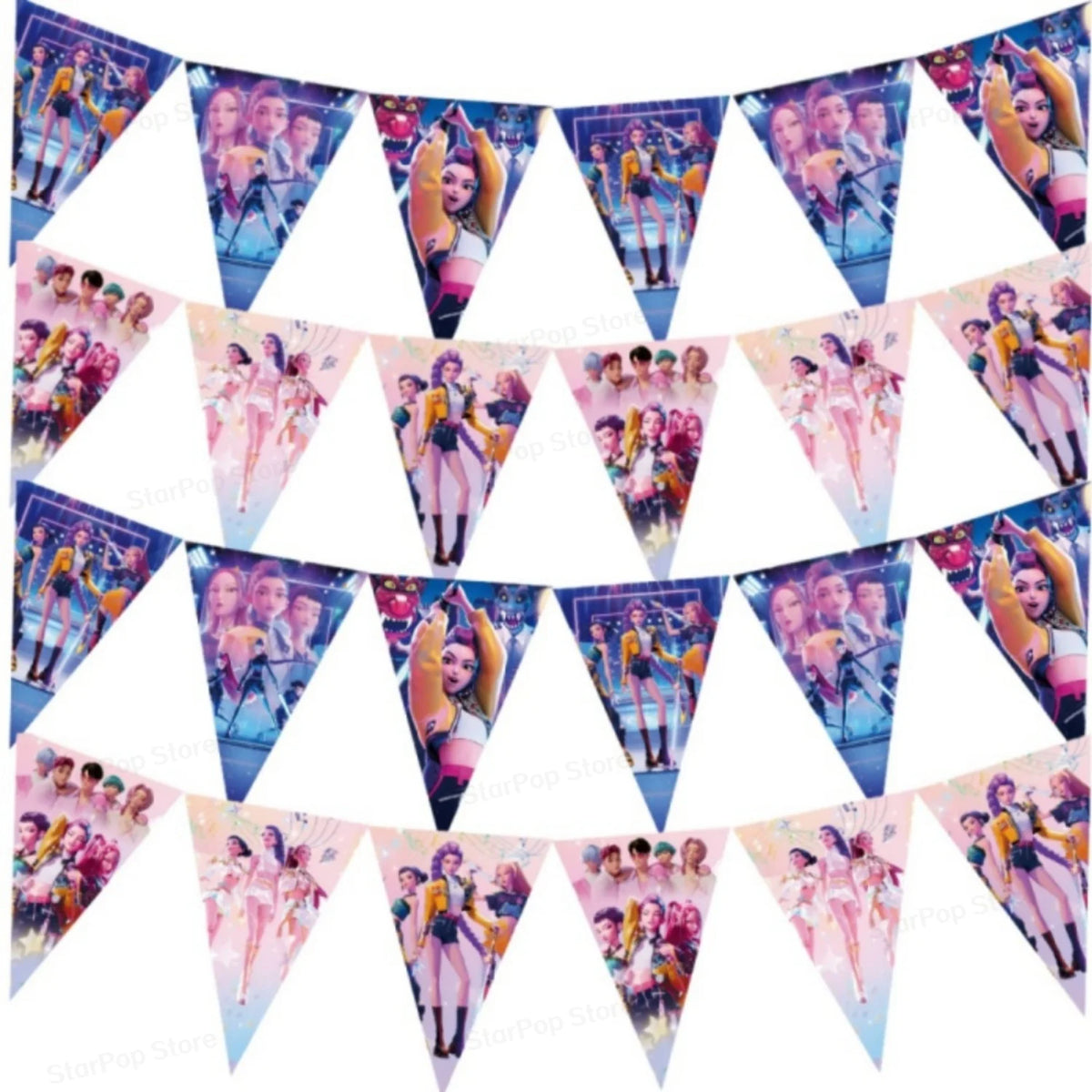 kit décoration anniversaire fille personnages dessin animé assiettes gobelets serviettes nappe guirlande rose violet