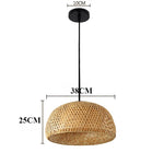 Suspension lumineuse tissage bambou moderne naturel doré salon chambre