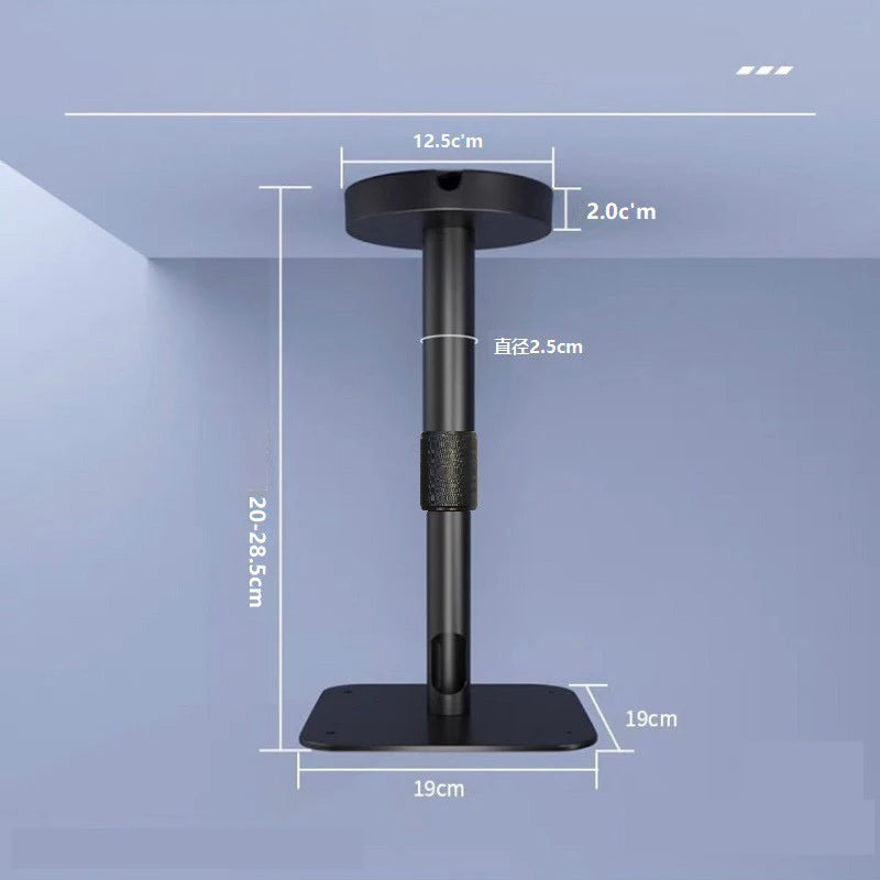 support rétractable projecteur gris noir métal moderne télescopage 24 32cm fixe plaque ronde