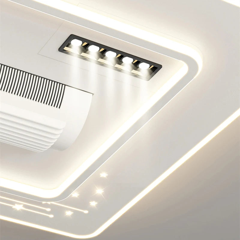lampe led moderne télécommande ventilateur blanc grille leds chambre salon lumière blanche