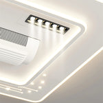 lampe led moderne télécommande ventilateur blanc grille leds chambre salon lumière blanche