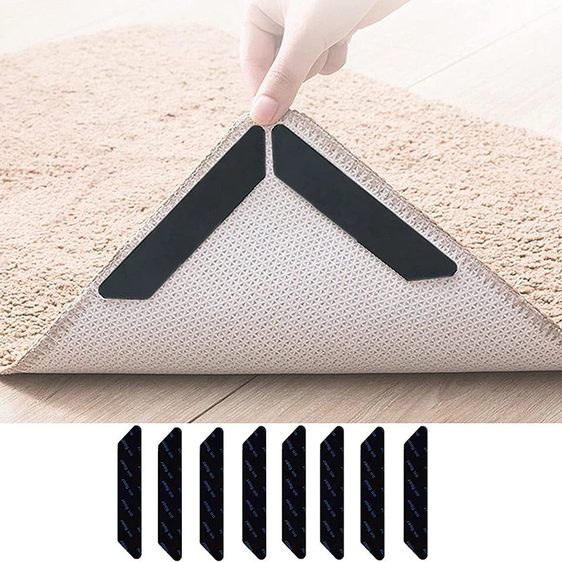 attaches tapis antidérapantes réutilisables adhésives noires blanches motifs floraux utilitairesintérieur