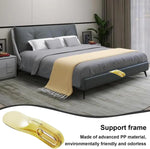 outil rehausseur lit moderne semi transparent jaune lignes horizontales facilite changement draps chambre coucher